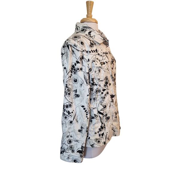 Chicos Platinum Patterned Jean Jacket Black White Cream Size 3 (16) - Picture 2 of 9